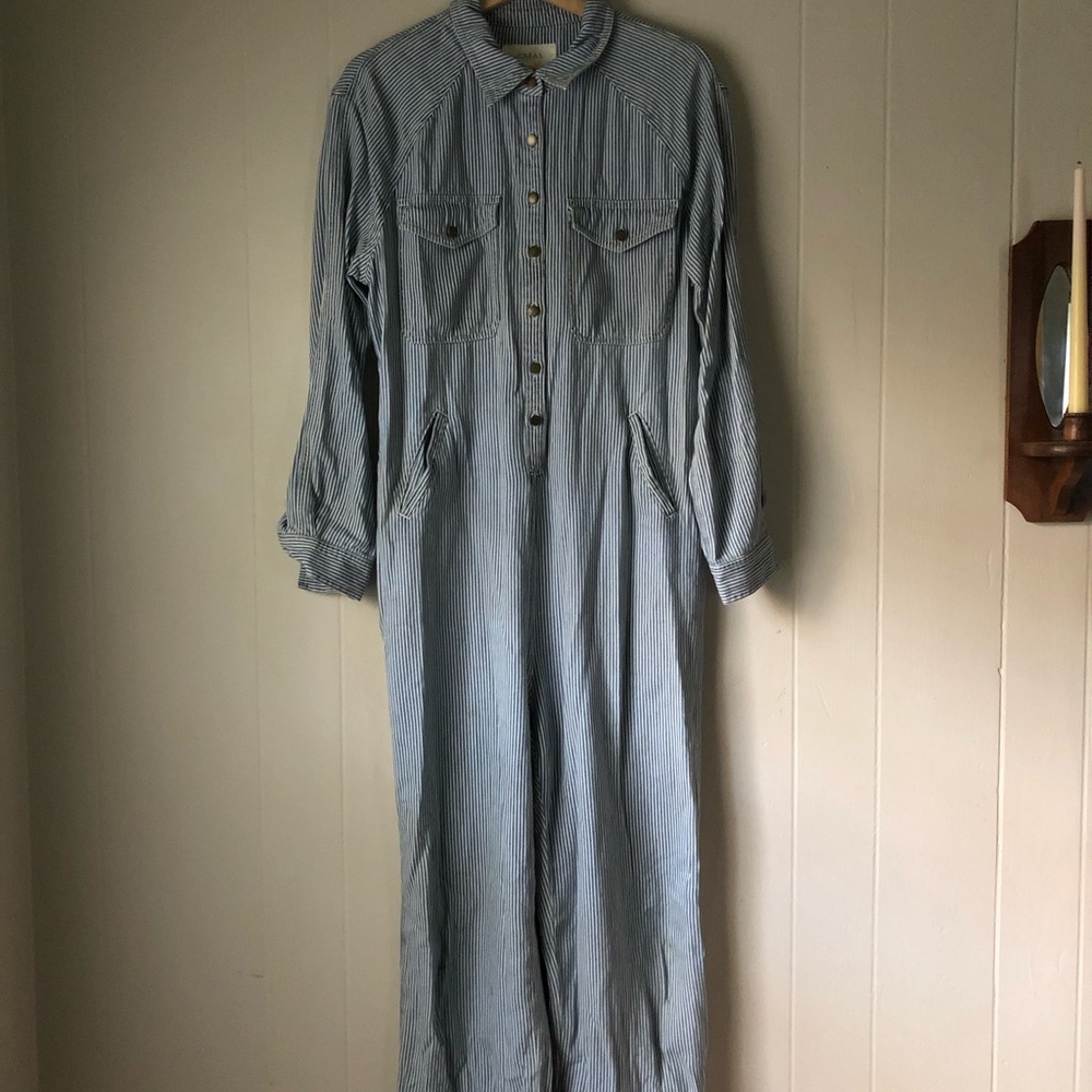 The Great pin/railroad stripe coveralls jumpsuit